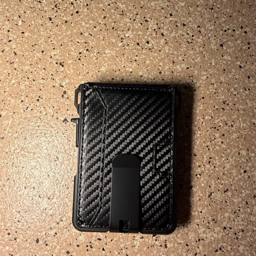 Carbon Fiber Black Money Clip Card Holder